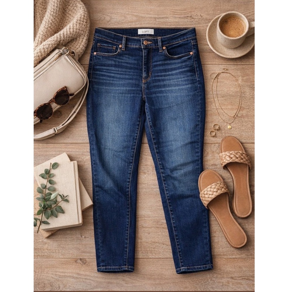 Ann Taylor LOFT Modern Skinny Crop Jeans Women's 6/28 Dark Wash Denim